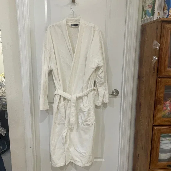 Polo Ralph Lauren Mens White Terry Cloth Bathrobe Cotton Spa Robe L/XL - Picture 2 of 8